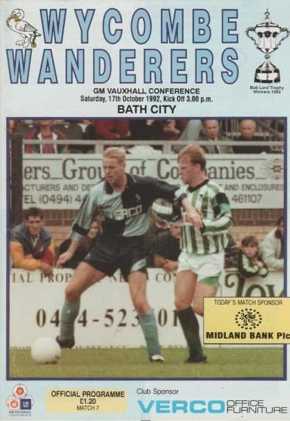 Wycombe Wanderers v Bath City 17-Oct-1992