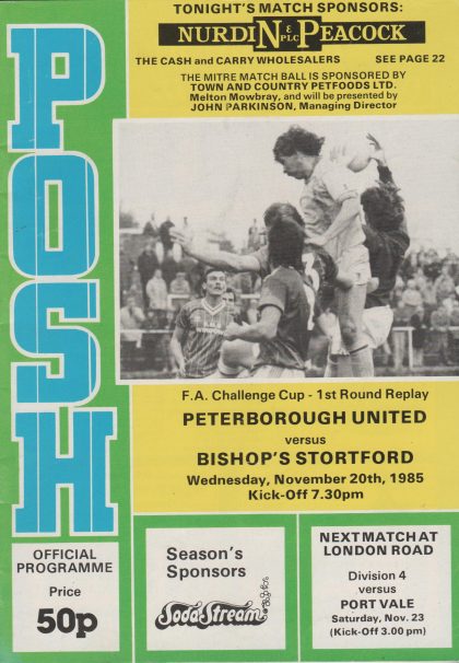 Peterborough United v Bishop's Stortford  20-Nov-1985