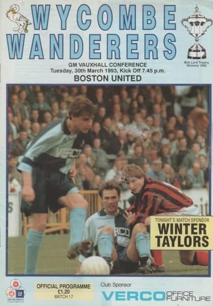Wycombe Wanderers v Boston United 30-Mar-1993