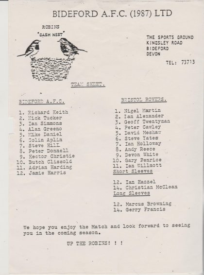 Bideford v Bristol Rovers