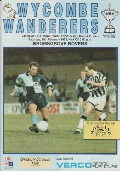 Wycombe Wanderers v Bromsgrove Rovers  20-Feb-1993