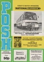 Peterborough United v Carlisle United 25-Jan-1986