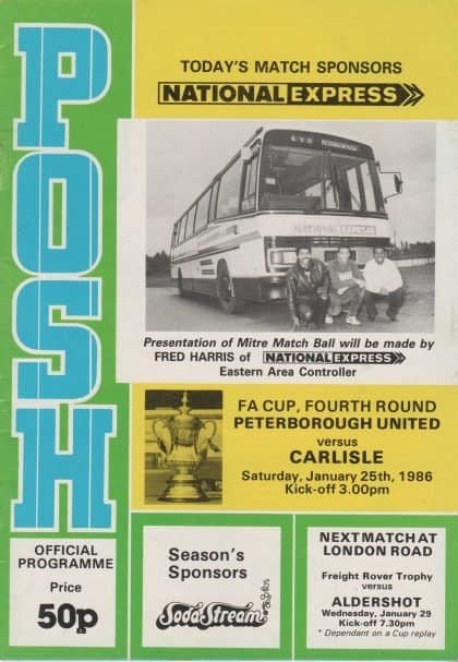 Peterborough United v Carlisle United 25-Jan-1986