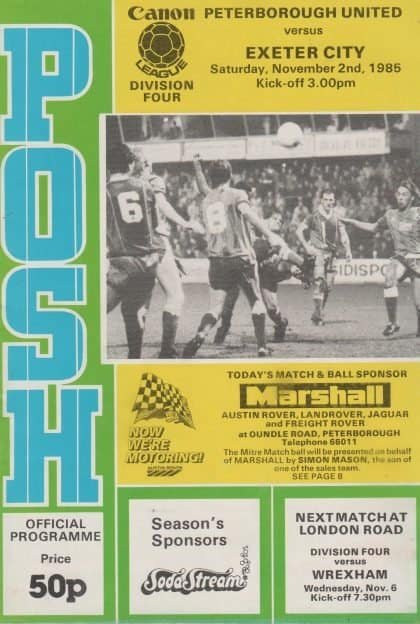 Peterborough United v Exeter City 02-Nov-1985
