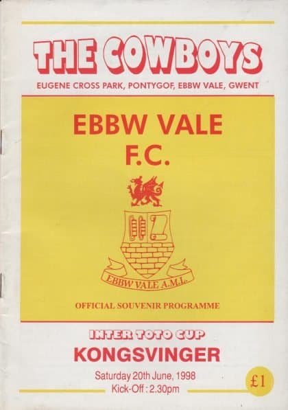 Ebbw Vale v Kongsvinger 20-Jun-1998