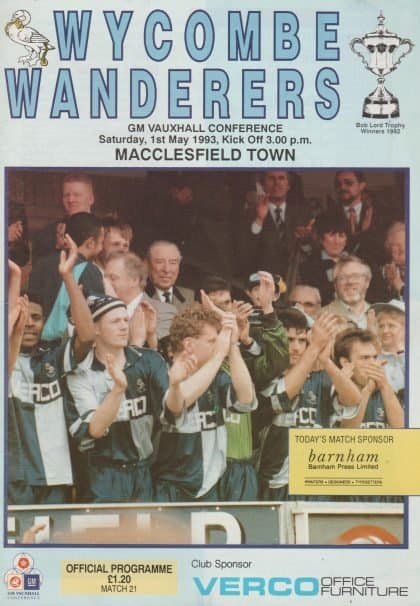 Wycombe Wanderers v Macclesfield Town  01-May-1993
