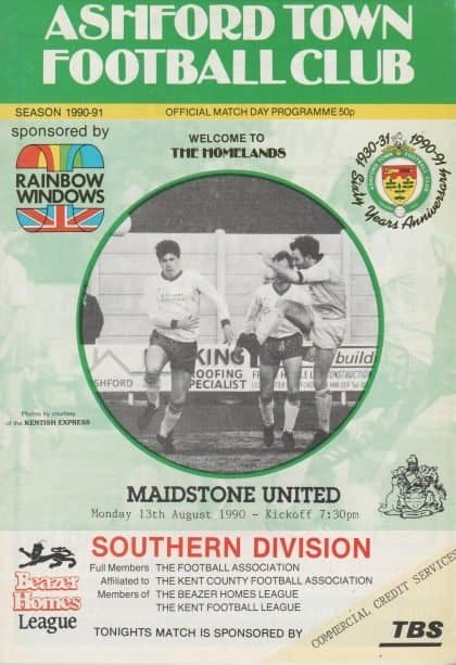Ashford Town v Maidstone United 13-Aug-1990