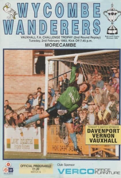 Wycombe Wanderers v Morecambe 02-Feb-1993