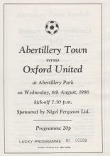 Abertillery Town v Oxford United 06-Aug-1986