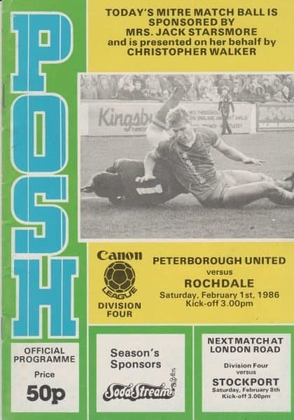 Peterborough United v Rochdale  01-Feb-1986