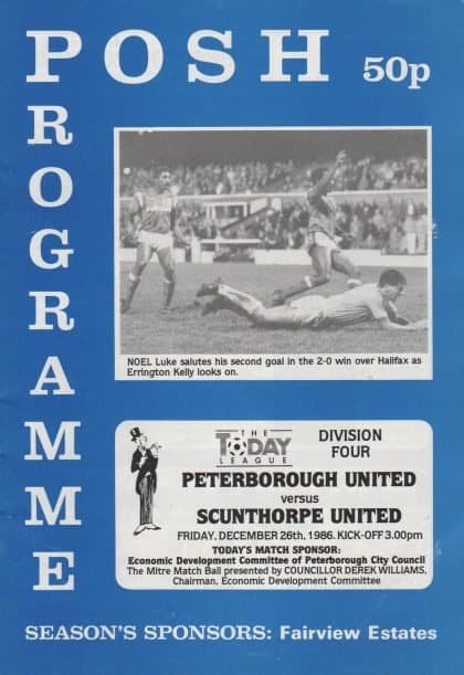 Peterborough United v Scunthorpe United 26-Dec-1986