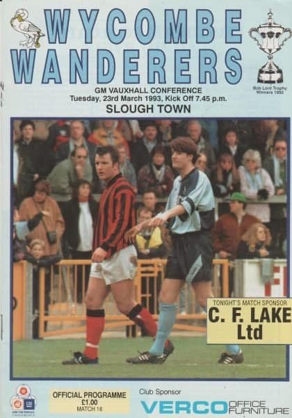 Wycombe Wanderers v Slough Town 23-Mar-1993