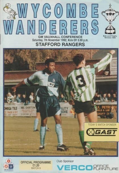 Wycombe Wanderers v Stafford Rangers 07-Nov-1992