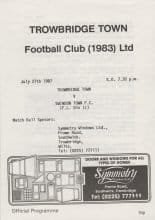 Trowbridge Town v Swindon Town 27-Jul-1987