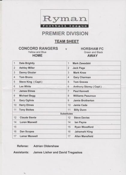 Concord Rangers v Horsham