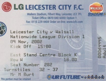 Leicester City v Walsall 09-Nov-2002