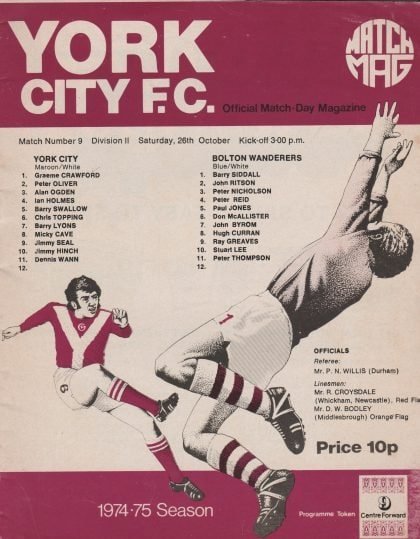 York City v Bolton Wanderers 26-Oct-1974
