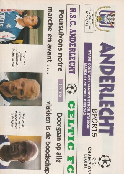 Anderlecht v Glasgow Celtic 21-Oct-2003