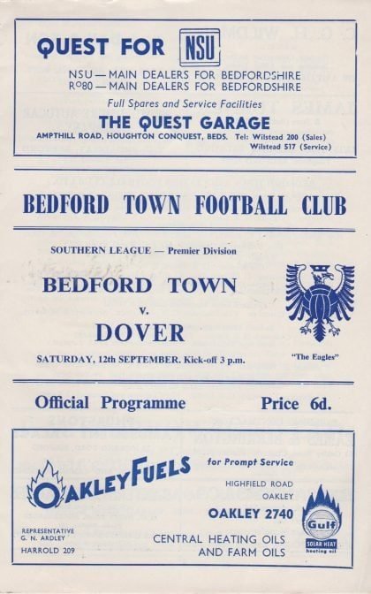 Bedford Town v Dover 12-Sep-1970