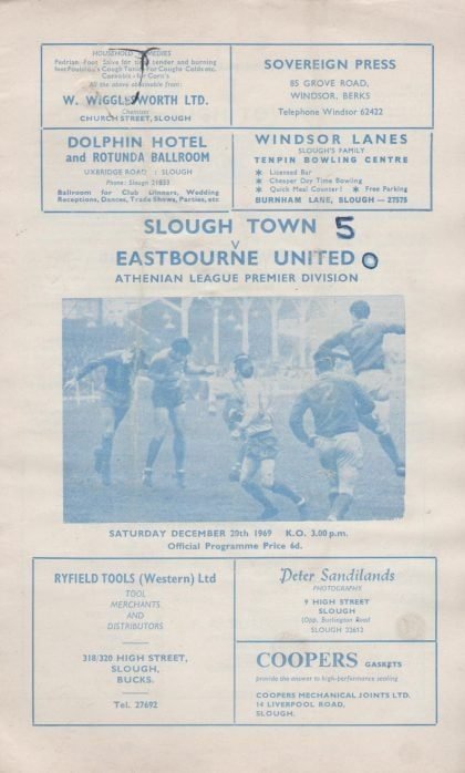 Slough Town v Eastbourne United 20-Dec-1969
