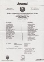 Arsenal Reserves v Fulham Reserves 06-Mar-2006