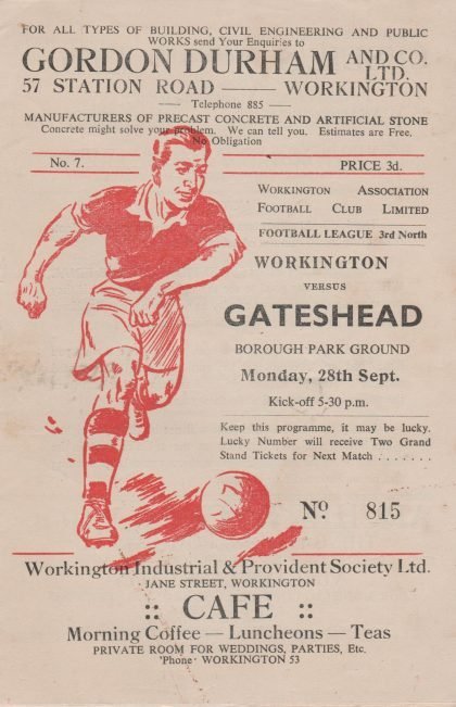 Workington v Gateshead  28-Sep-1953