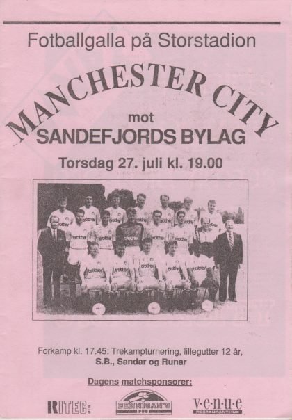 Sandefjords Bylag v Manchester City 27-Jul-1989
