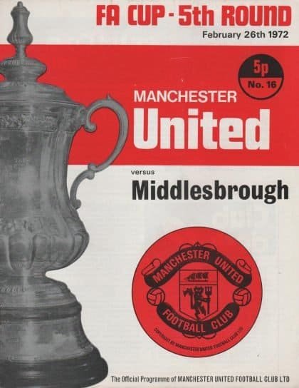 Manchester United v Middlesbrough 26-Feb-1972