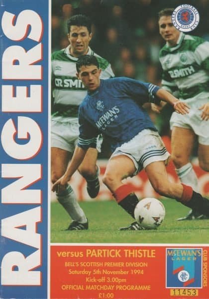 Glasgow Rangers v Partick Thistle 05-Nov-1994