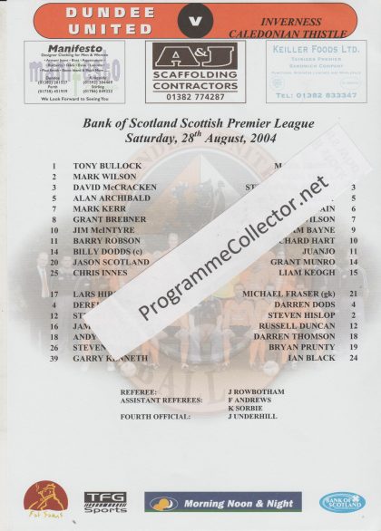 Dundee United v Inverness Caledonian Thistle 28-Aug-2004