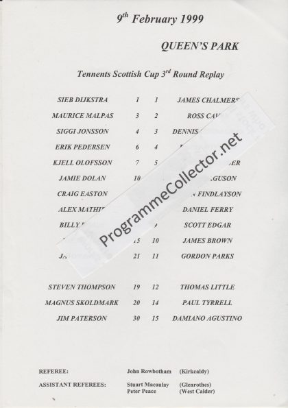 Dundee United v Queen's Park  09-Feb-1999