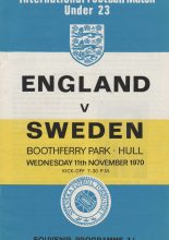 England u23 v Sweden  u23  11-Nov-1970