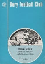 Bury v Oldham Athletic 20-Aug-1974