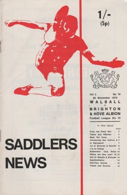 Walsall v Brighton and Hove Albion 28-Nov-1970