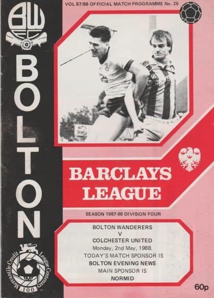 Bolton Wanderers v Colchester United 02-May-1988