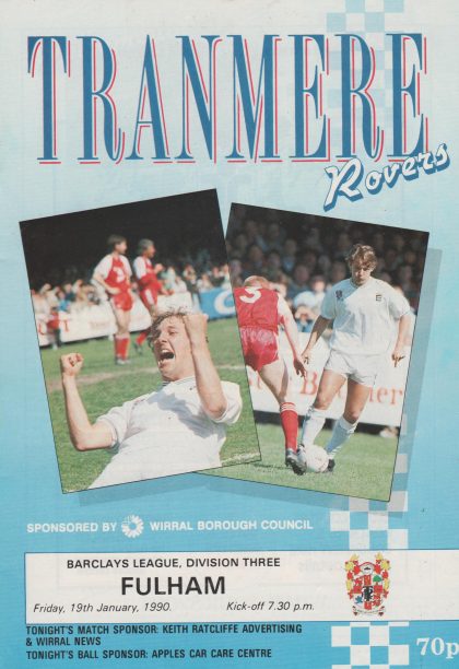 Tranmere Rovers v Fulham 19-Jan-1990