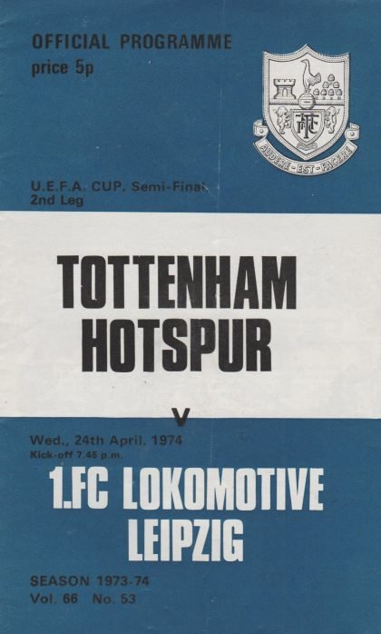Tottenham Hotspur v 1FC Lokomotive Leipzig   24-Apr-1974