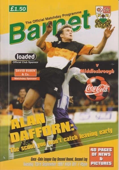 Barnet v Middlesbrough 23-Sep-1997
