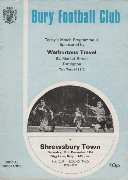 Bury v Shrewsbury Town 11-Dec-1976