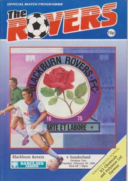 Blackburn Rovers v Sunderland 28-Feb-1989