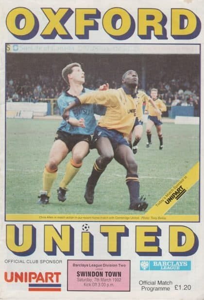 Oxford United v Swindon Town 07-Mar-1992