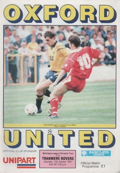 Oxford United v Tranmere Rovers 12-Oct-1991