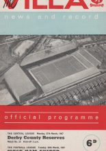 Aston Villa Reserves v Derby County Reserves  27-Mar-1967