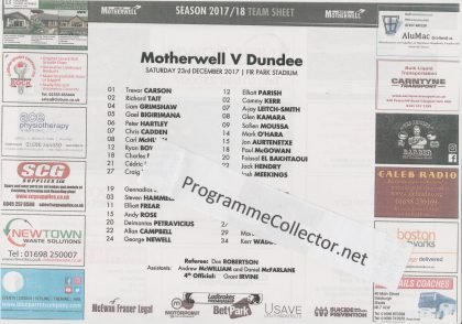 Motherwell v Dundee 23-Dec-2017