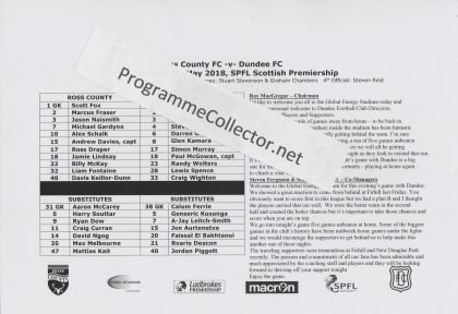 Ross County v Dundee 08-May-2018