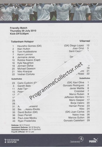 Tottenham Hotspur v Villarreal   29-Jul-2010