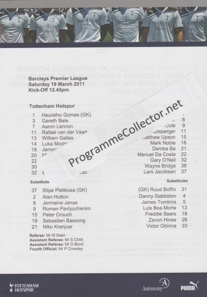 Tottenham Hotspur v West Ham United  19-Mar-2011