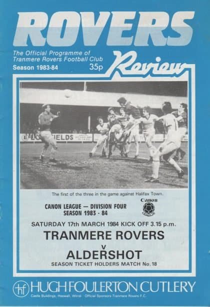 Tranmere Rovers v Aldershot 17-Mar-1984