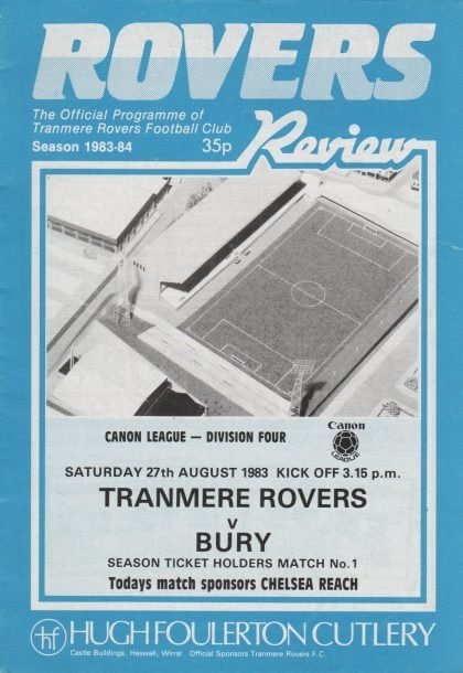 Tranmere Rovers v Bury 27-Aug-1983