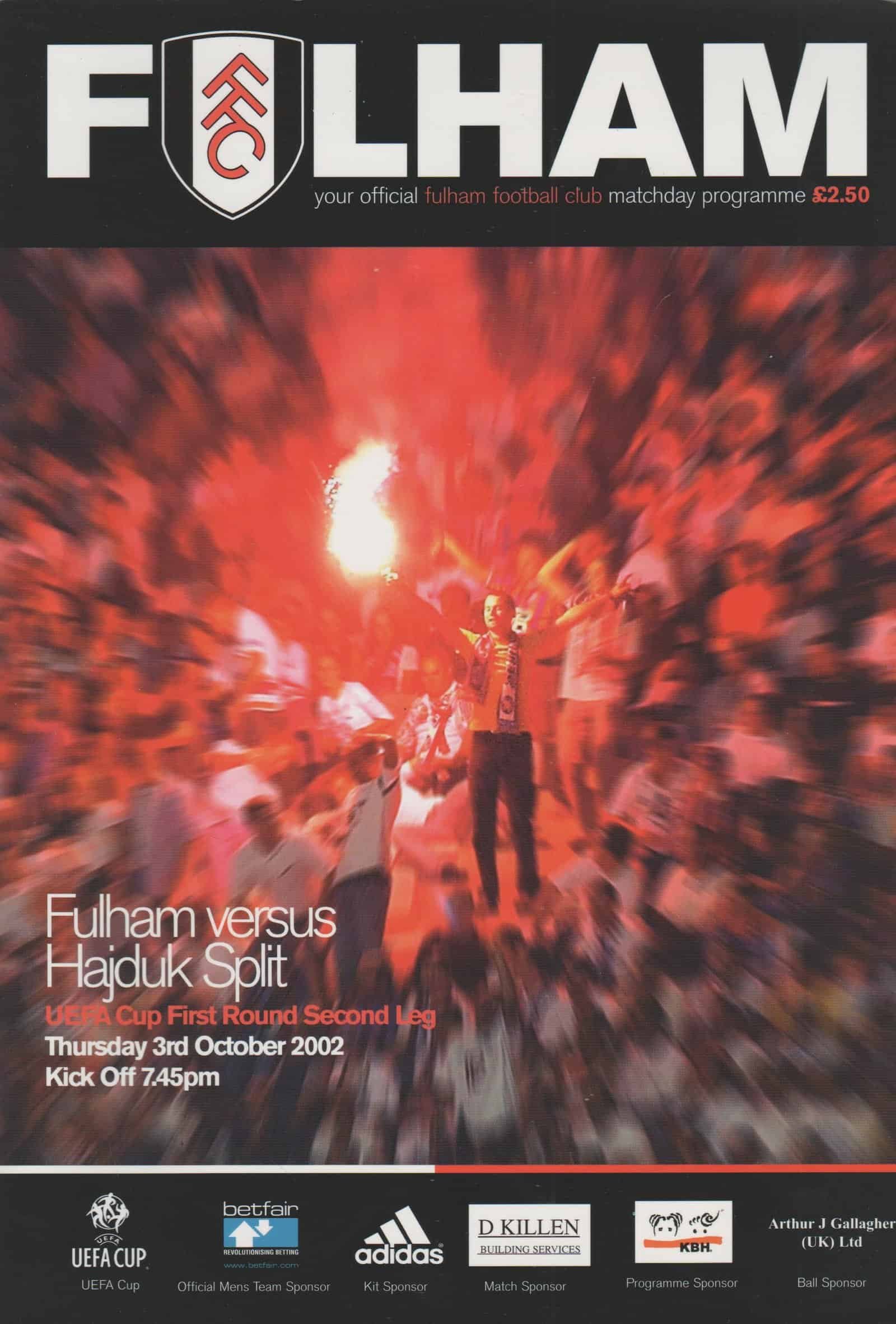 Fulham v Hajduk Split 03-Oct-2002